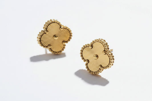 Lucky Clover Stud Earrings- Gold