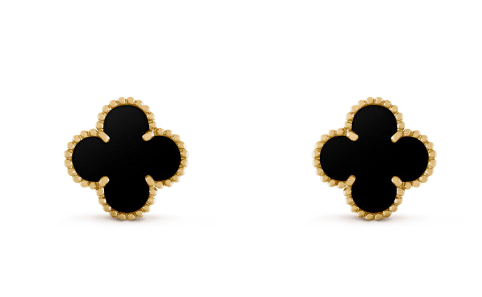 Lucky Clover Stud Earrings - Black