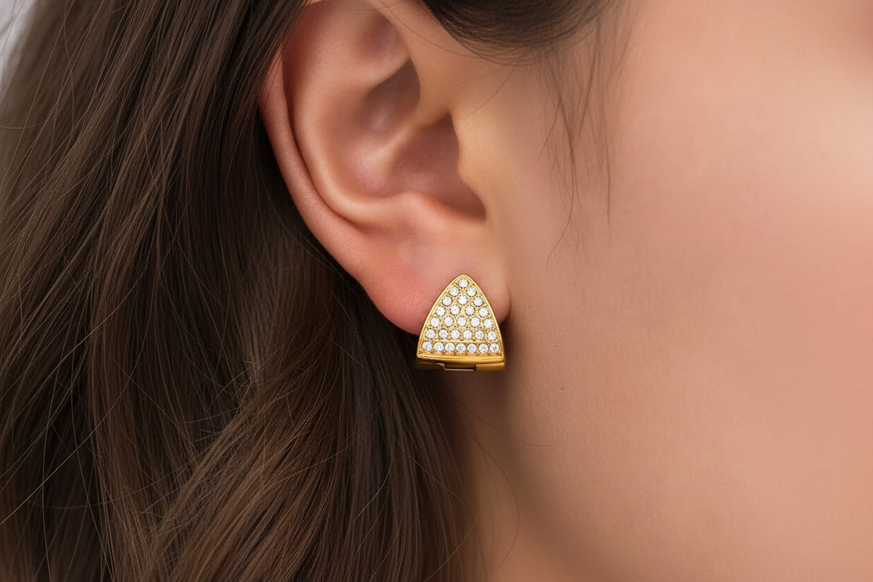 Triangular Stone Hoops