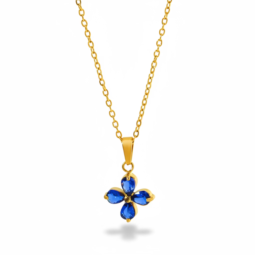 Blue Stone Flower Necklace