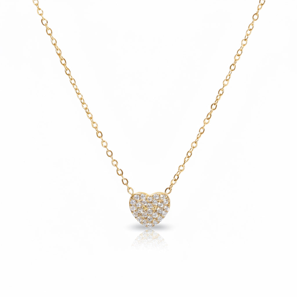 Mini Pavé Heart Necklace
