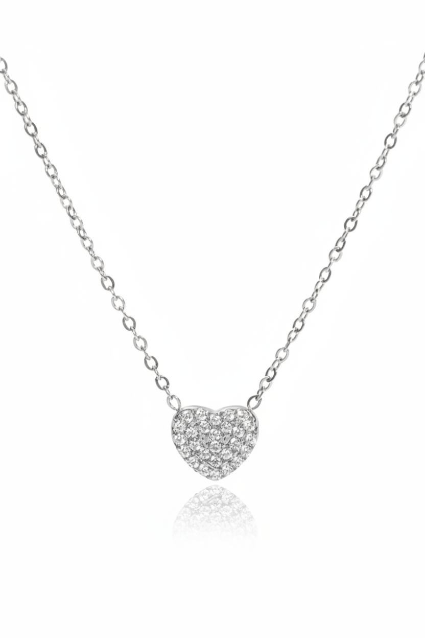 Mini Pavé Heart Necklace