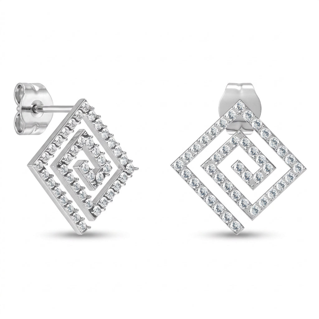 Maze Studs Silver
