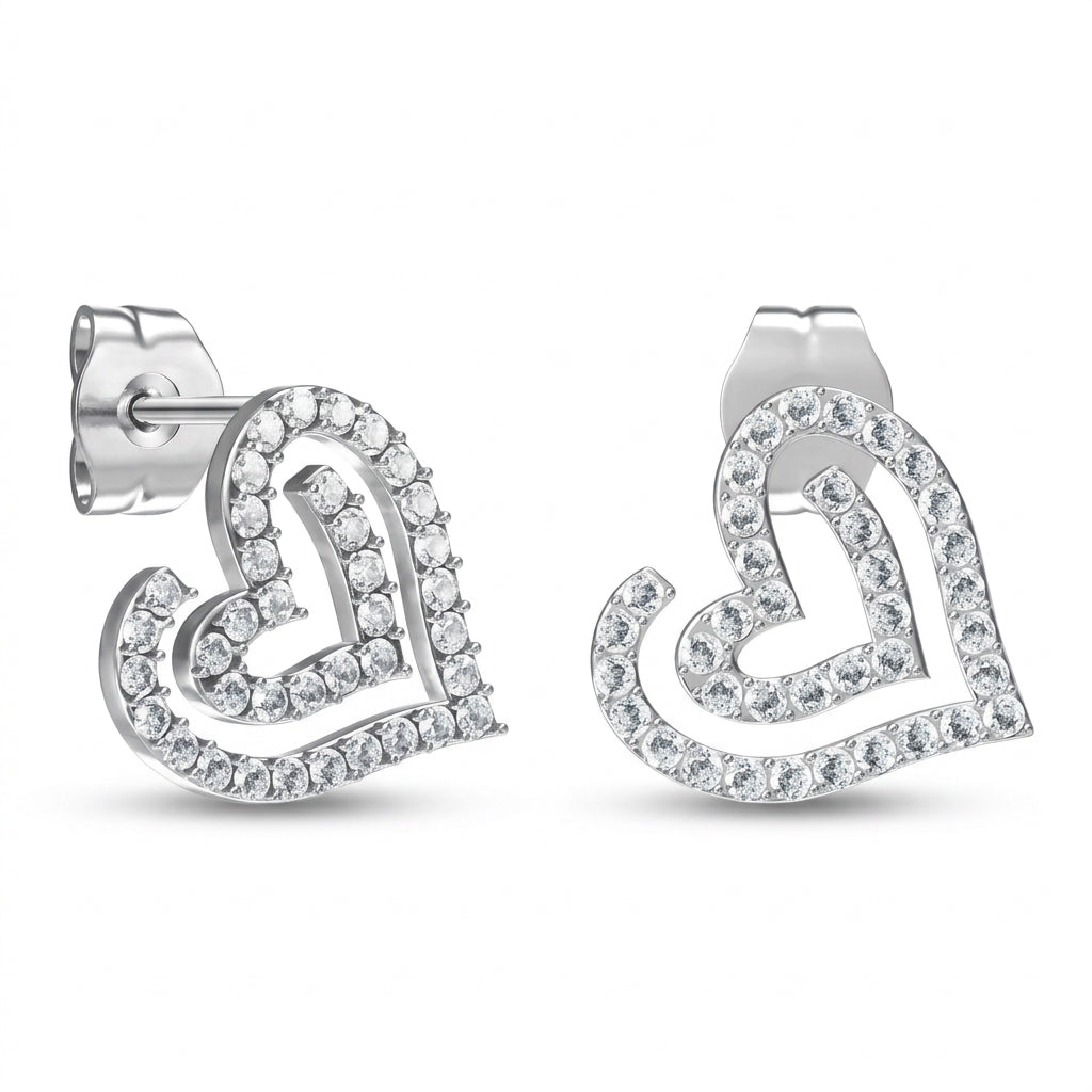 Heart Studs Silver