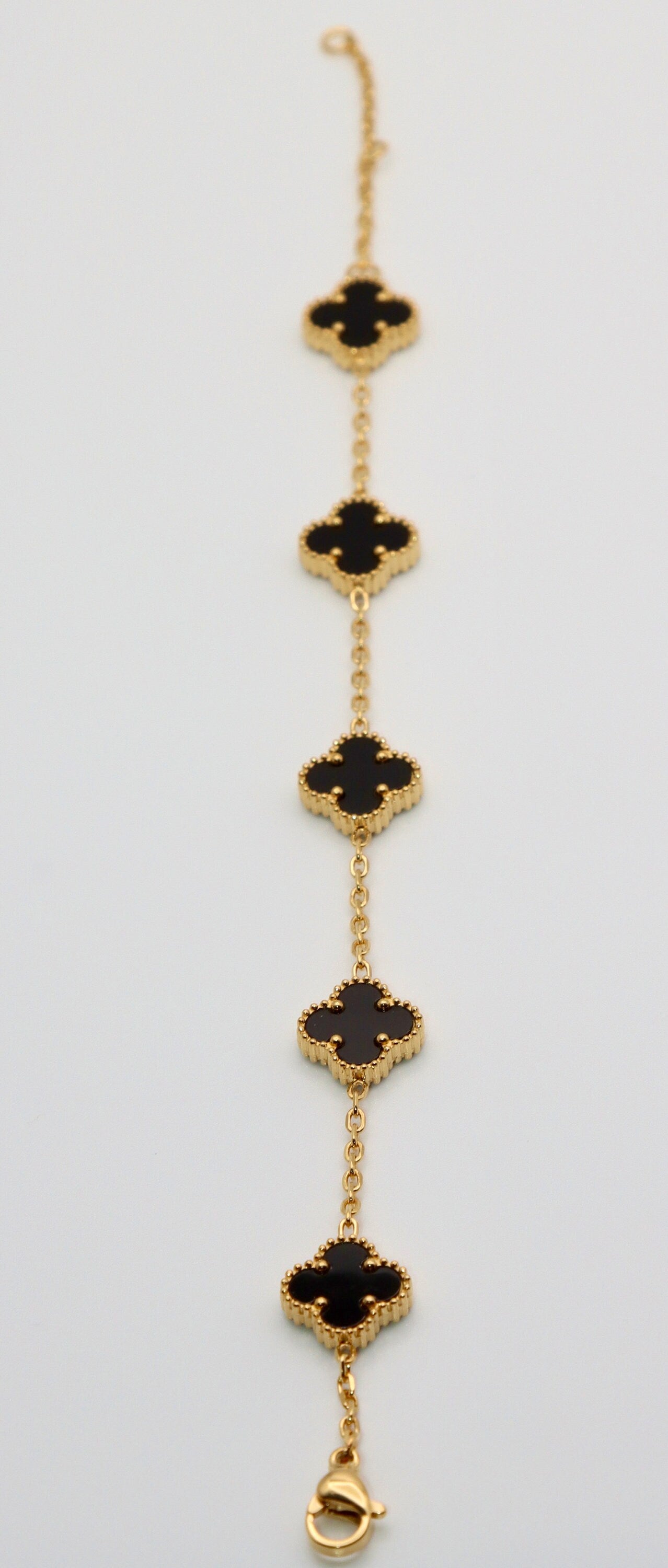 Black Flower Chain Bracelet