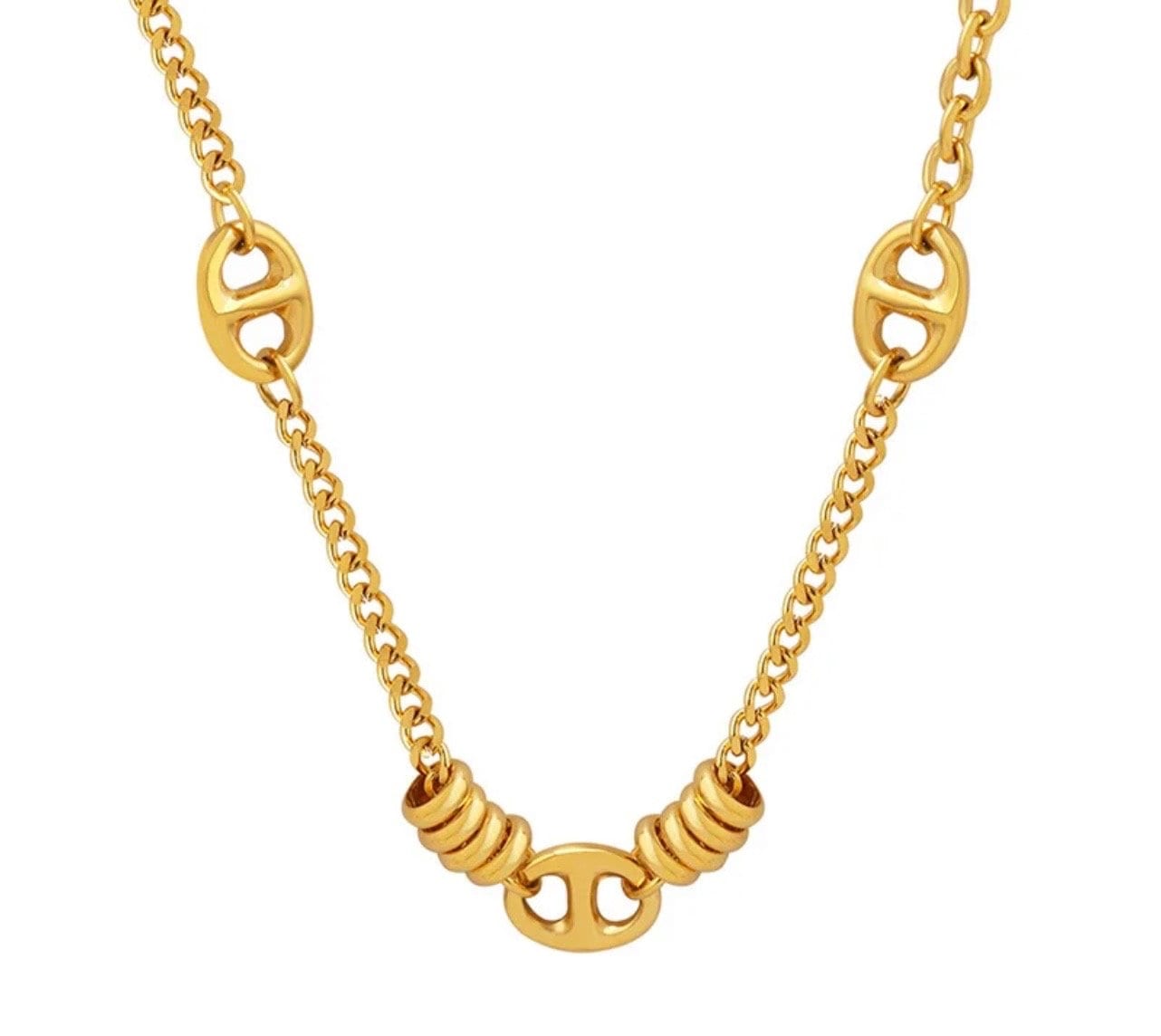 18K Gold Plated Stainless Steel drop loop necklace