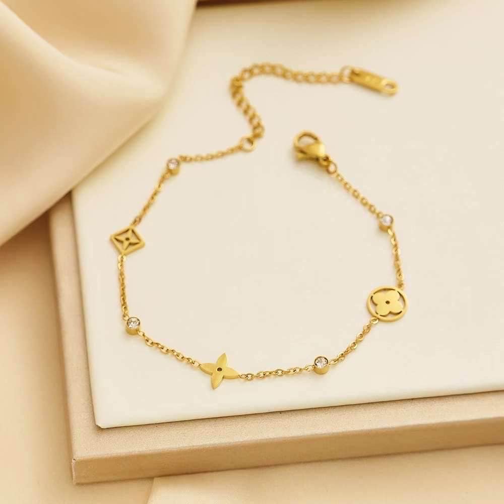 Clover-Stone chain bracelet