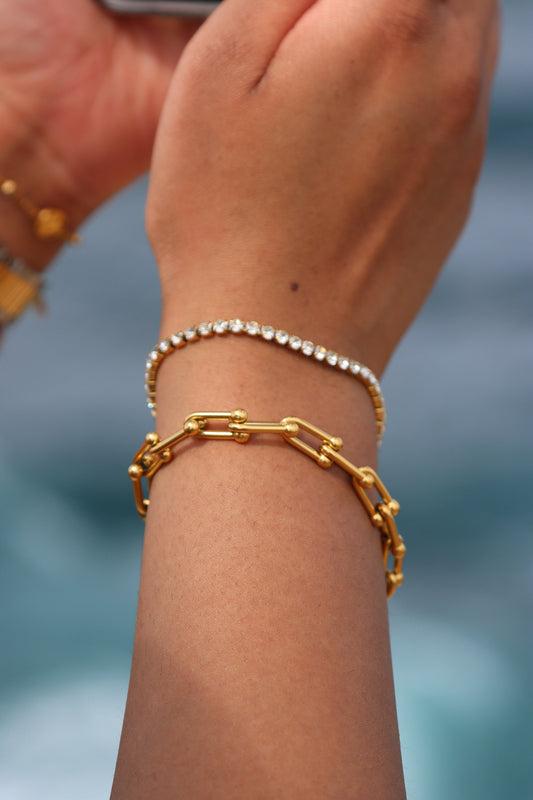 Link Chain Bracelet 18k Gold Plated Stainless Steel