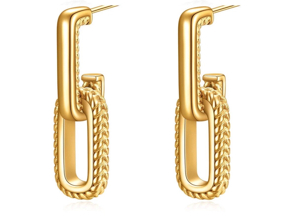 Link Earring 18k Gold Plated Stainless Steel