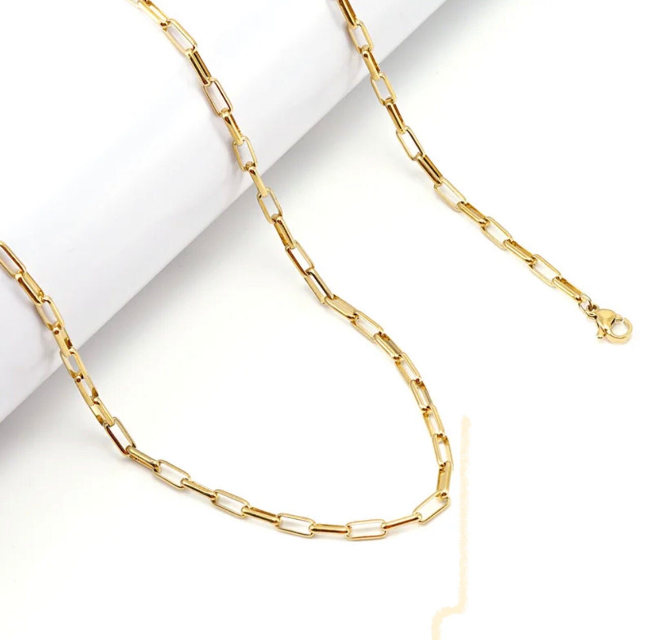 Paperclip Chain 18K Gold Plated Stainless Steel