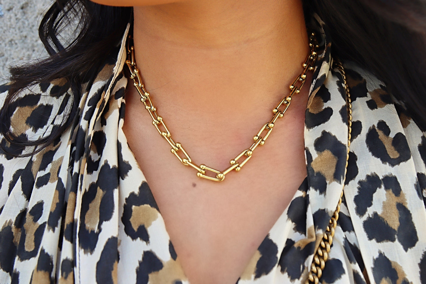 Link Chain Necklace 18K Gold Plated Stainless Steel