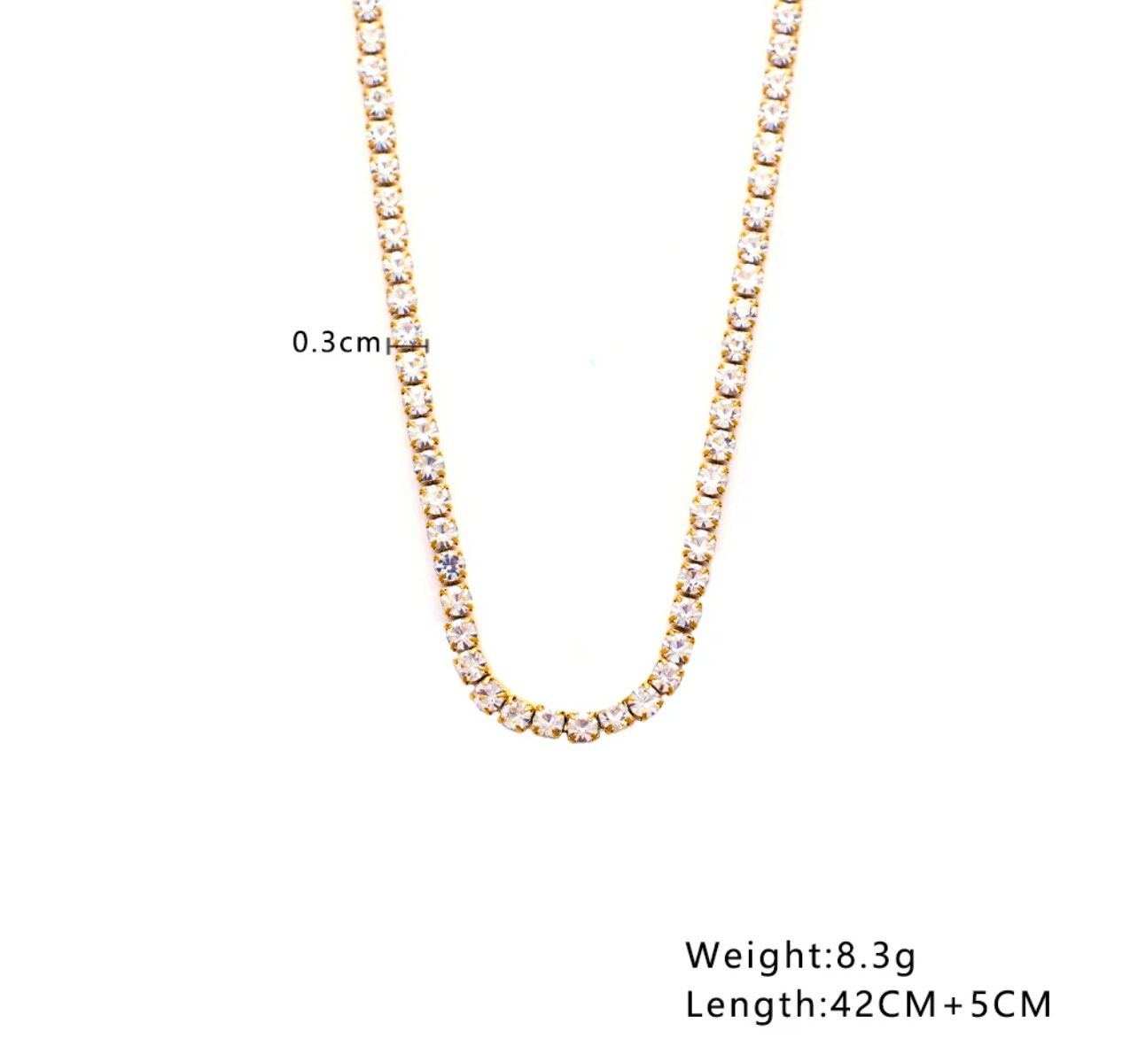 Tennis Chain 18K Gold Plated Stainless Steel