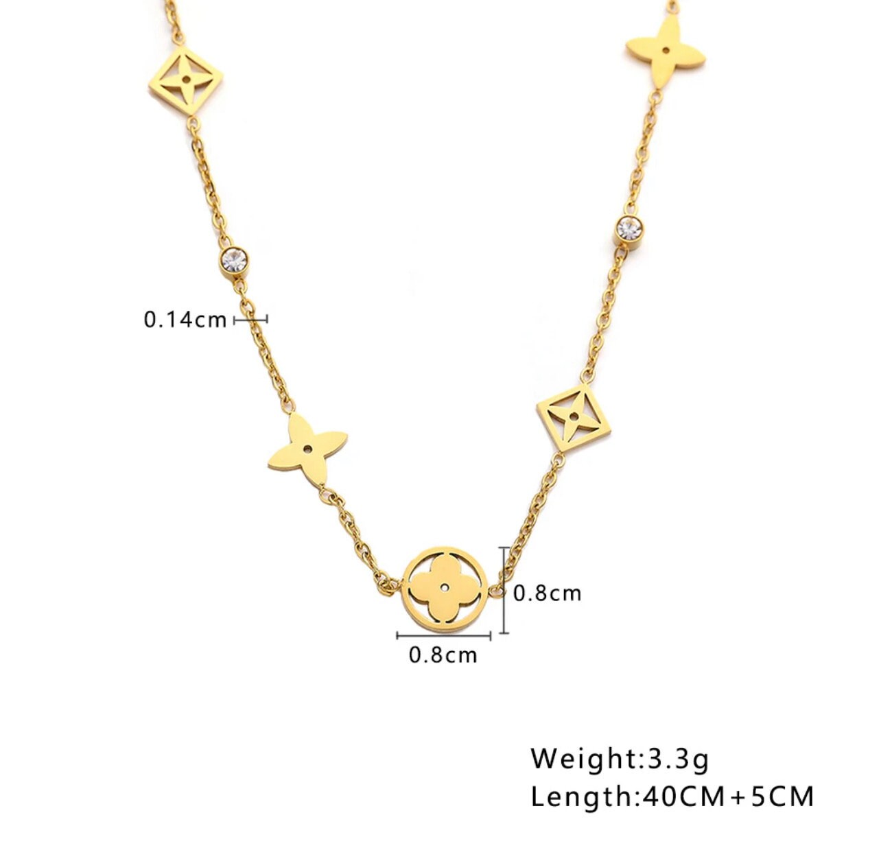 Clover-Stone Necklace 18K Gold Plated Stainless Steel