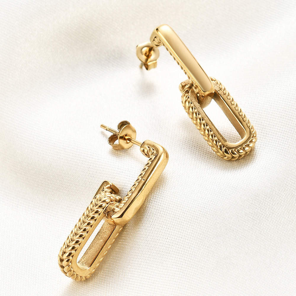Link Earring 18k Gold Plated Stainless Steel