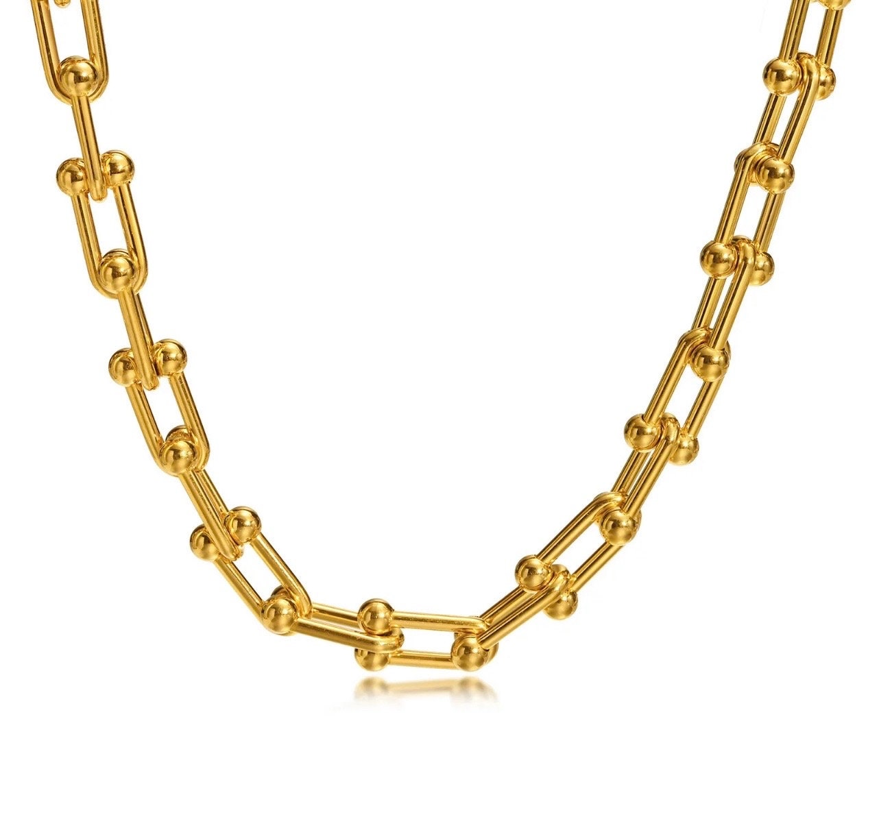 Link Chain Necklace 18K Gold Plated Stainless Steel