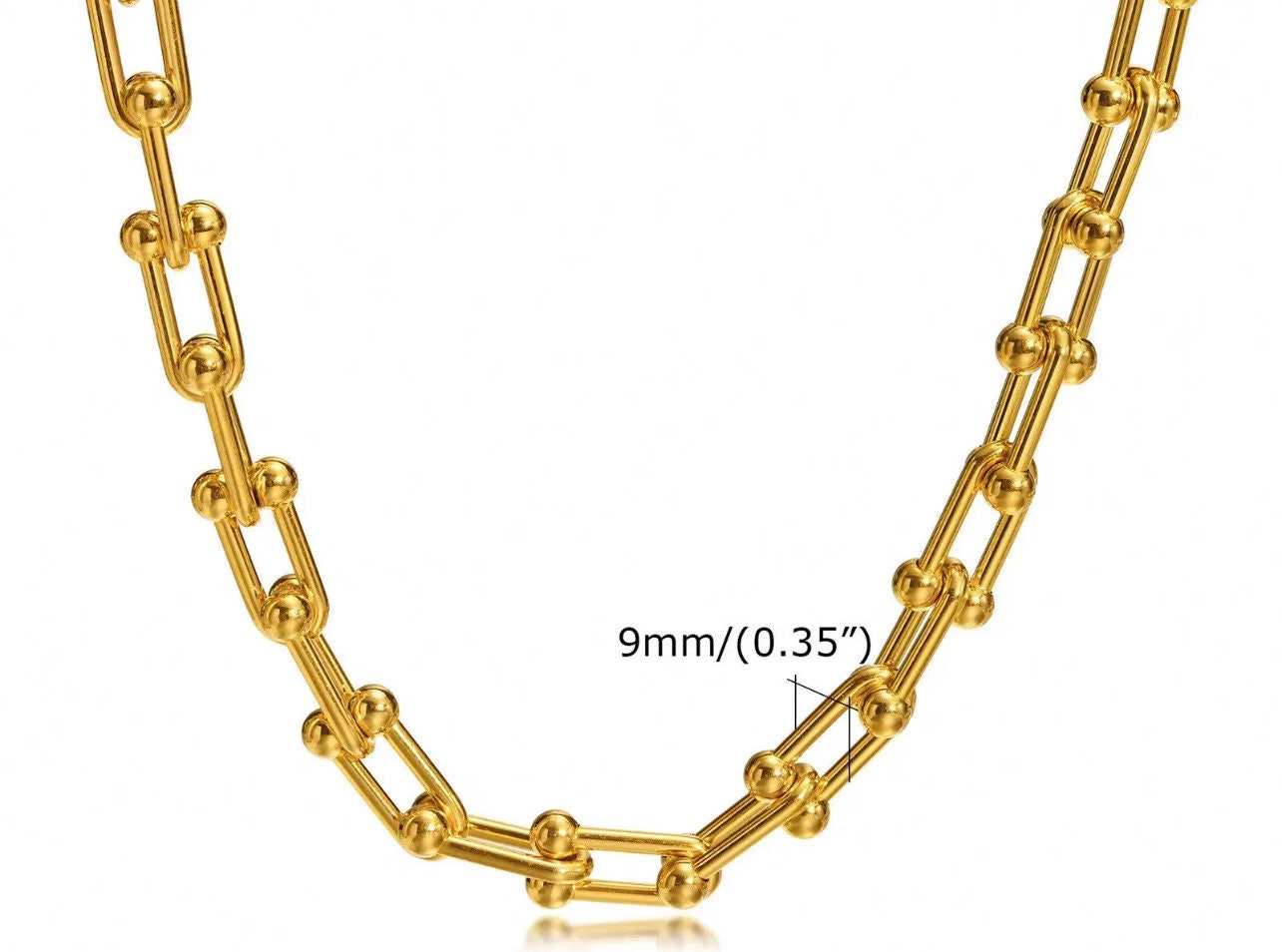 Link Chain Necklace 18K Gold Plated Stainless Steel