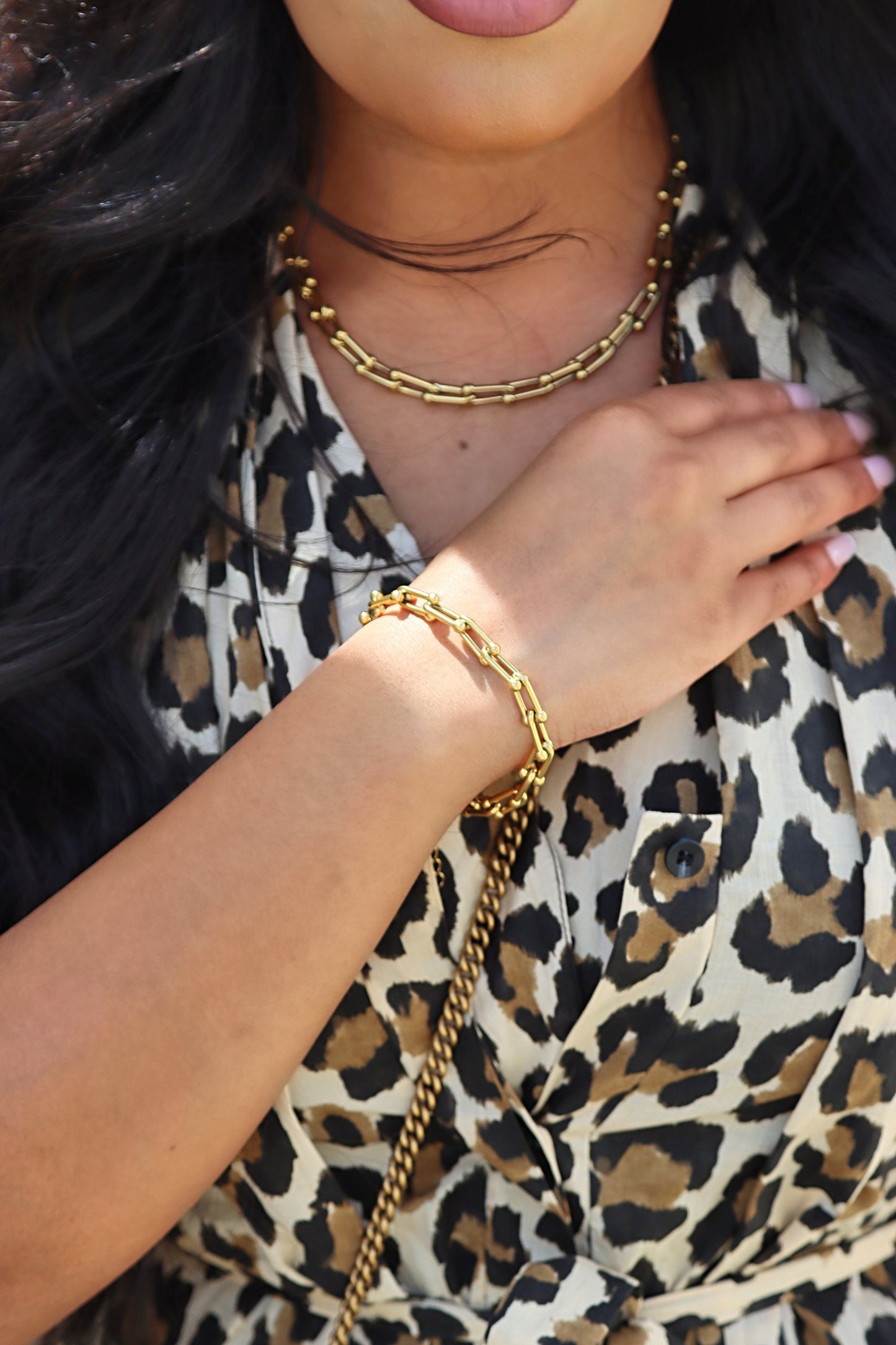 Link Chain Necklace 18K Gold Plated Stainless Steel