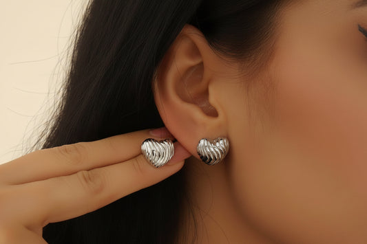 Luxe Heart Earrings Silver
