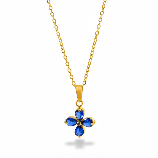 Blue Stone Flower Necklace