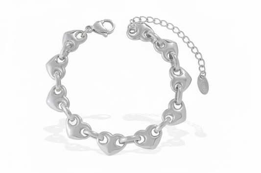 Puff Heart Bracelet Silver