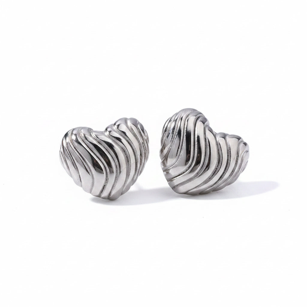Luxe Heart Earrings Silver