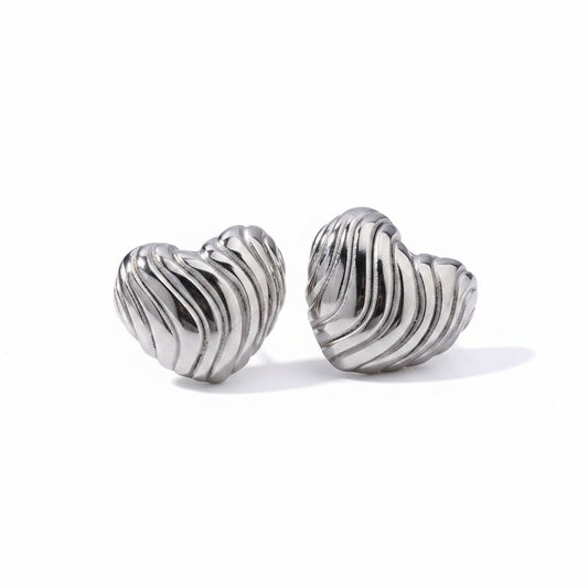 Luxe Heart Earrings Silver