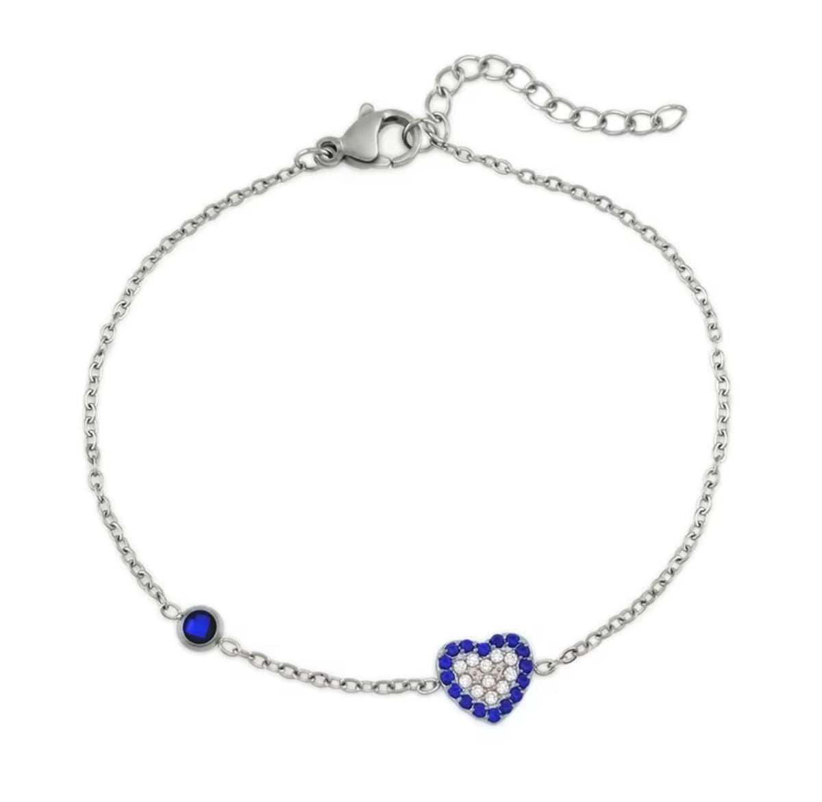 Touch Of Blue Heart Bracelet Silver