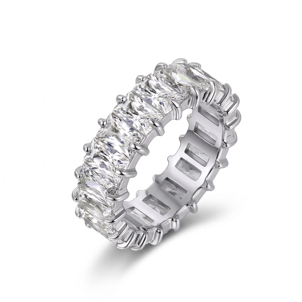 Infinity Baguette Ring Silver