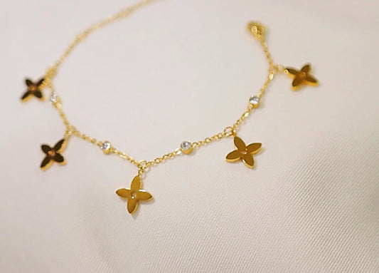 Lucky Clover Charm chain bracelet 18K Gold Plated Stainless Steel