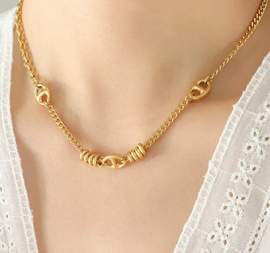 18K Gold Plated Stainless Steel drop loop necklace