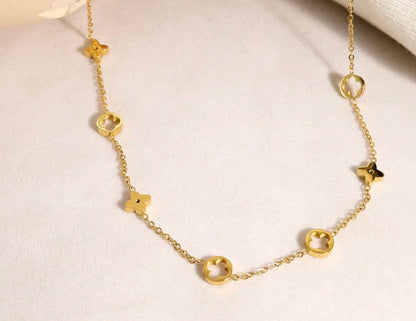 Clover Charm Necklace 18K gold plated, stainless steel