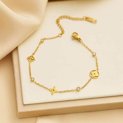 Clover-Stone chain bracelet