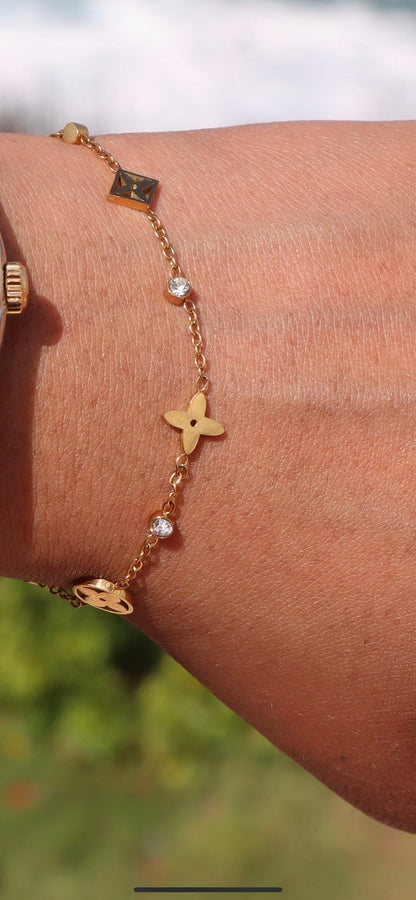 Clover-Stone chain bracelet