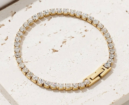 Tennis Bracelet 18K Gold Plated Stainless Steel