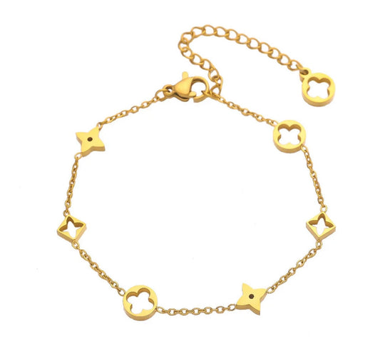 Clover Charm Bracelet 18K Gold Plated Stainless Steel