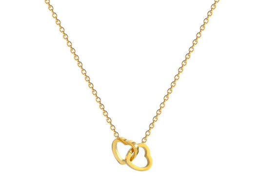 Double Heart Necklace 18K Gold Plated Stainless Steel