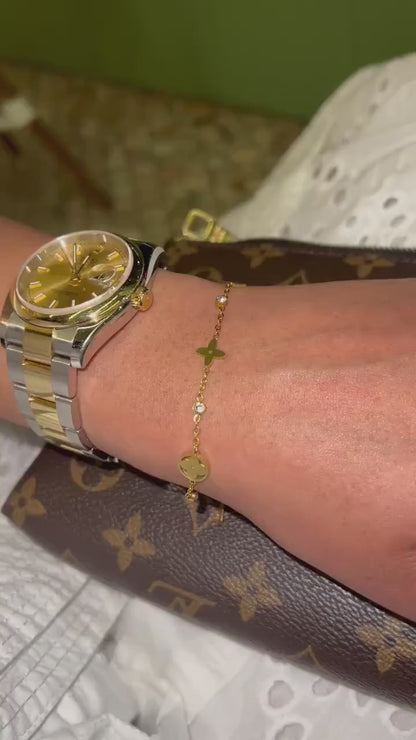 Clover-Stone chain bracelet