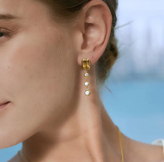 Bezel Drop Earrings